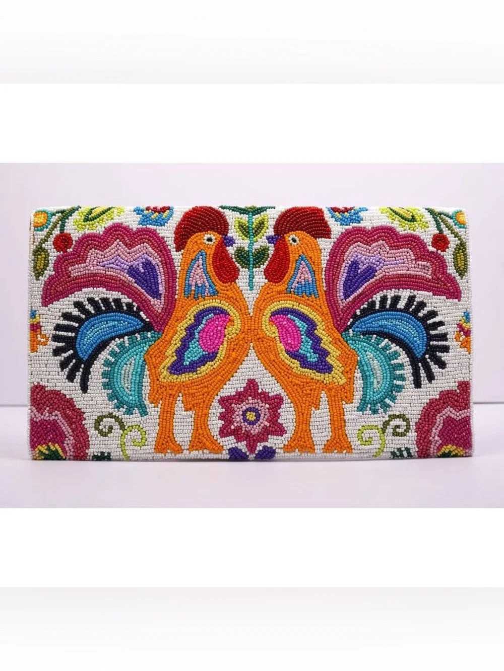 Rooster Chicken Intricate Hand Crafted High Quality Beaded Crossbody Clutch